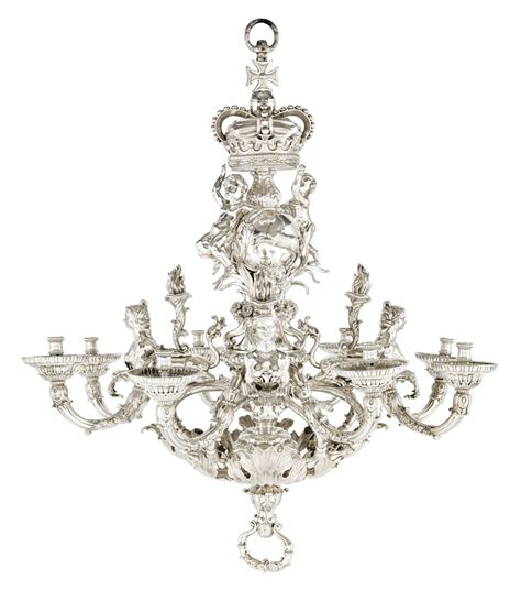 givenchy royal hanover german silver eight-light chandelier